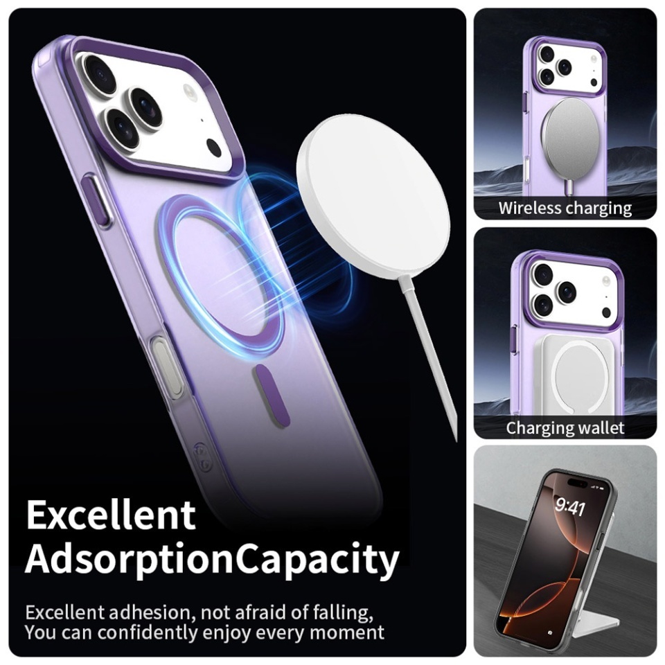 Husa pentru iPhone 17 Pro Max, SKYDDAR INOVATION, CandyCase, Magsafe, set cu sticker, Mov - 3 | YEO