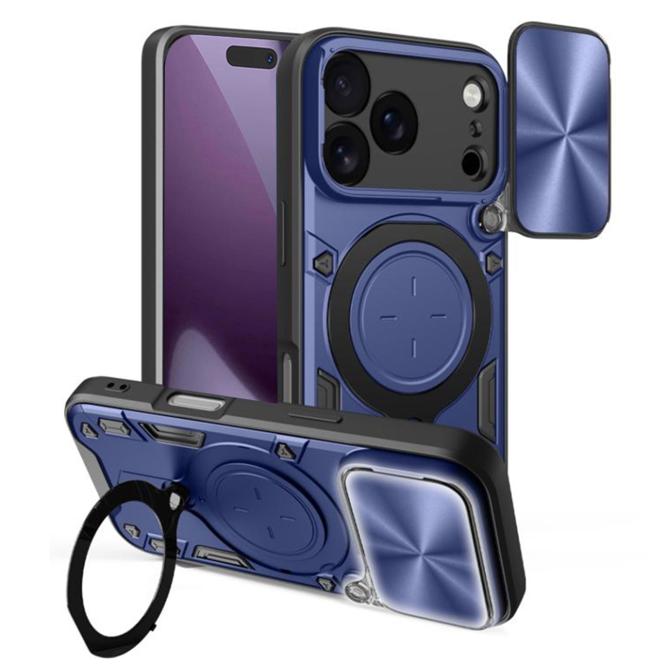Husa pentru iPhone 17 Pro, SKYDDAR INNOVATION, CamGuard Pro, Inel Magnetic, Protectie Camera, set cu sticker, Albastru