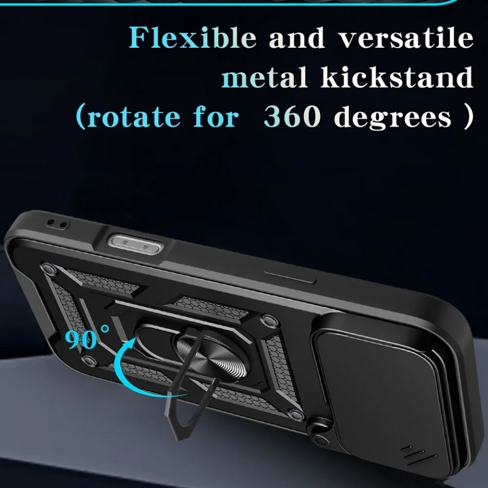 Husa pentru iPhone 17 Pro, SKYDDAR INNOVATION, CamShield, Inel magnetic, set cu sticker, Negru - 3 | YEO