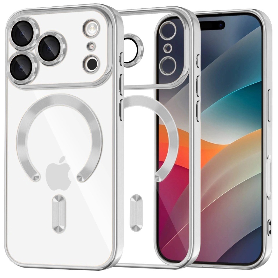 Husa pentru iPhone 17 Pro, SKYDDAR INNOVATION, Luxury Shield Magsafe, Protectie Antisoc, set cu sticker, Argintiu