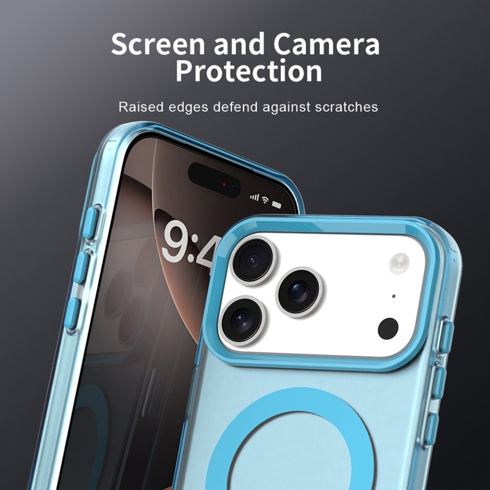 Husa pentru iPhone 17 Pro, SKYDDAR INOVATION, CandyCase, Magsafe, set cu sticker, Albastru - 3 | YEO