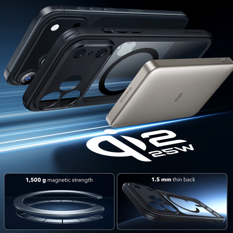 Husa pentru iPhone 17 Pro, slim, ESR Classic Hybrid HaloLock, Negru/transparenta - 1 | YEO