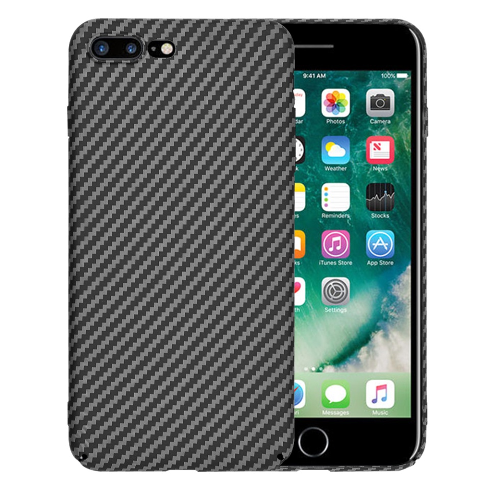 Husa pentru iPhone 8 Plus / 7 Plus, Finisaj Premium cu Textura de Carbon, Design Elegant, SKDR CarbonFlex - Negru
