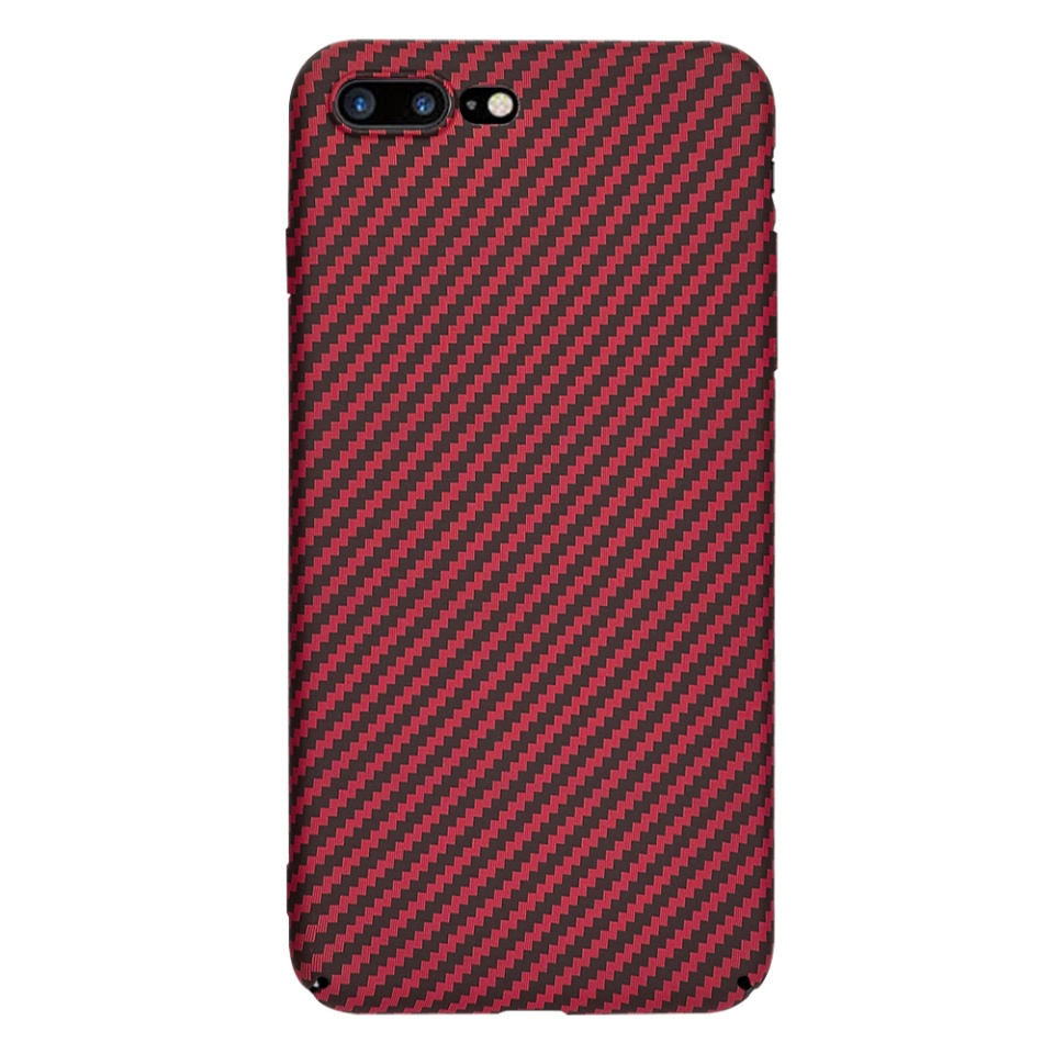 Husa pentru iPhone 8 Plus / 7 Plus, Finisaj Premium cu Textura de Carbon, Design Elegant, SKDR CarbonFlex - Rosu - 2 | YEO