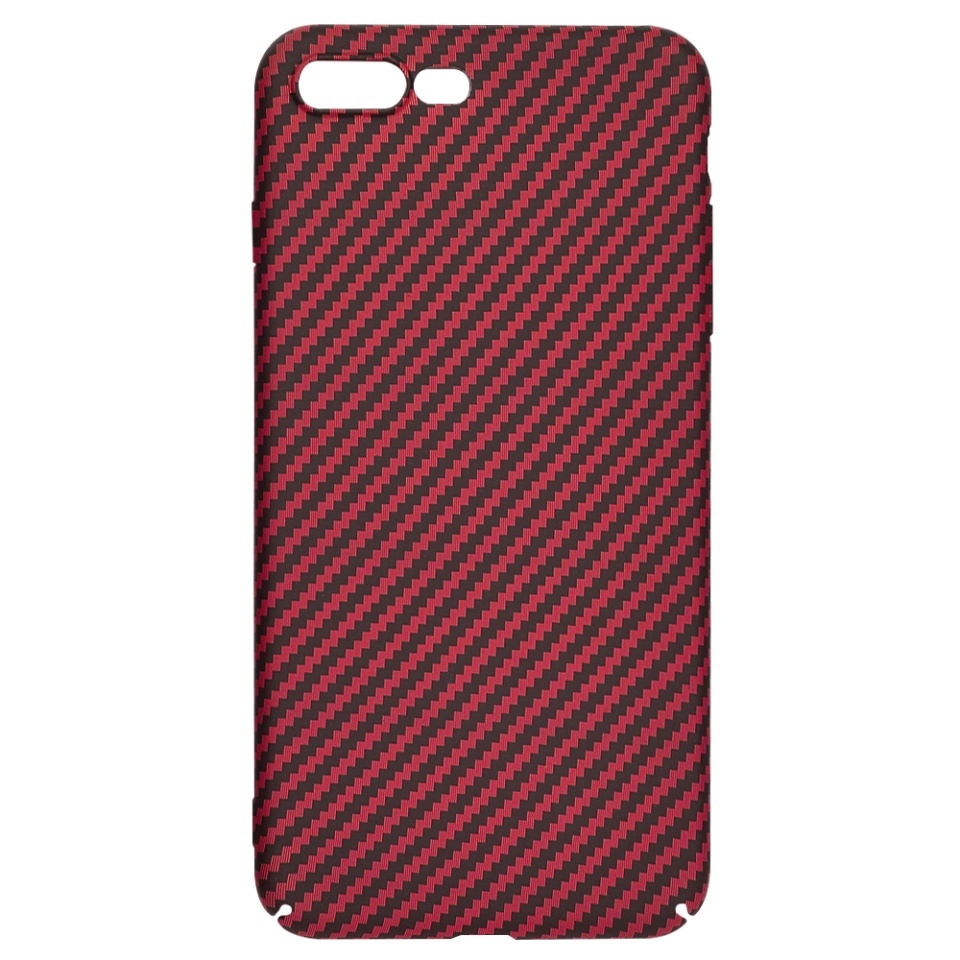 Husa pentru iPhone 8 Plus / 7 Plus, SKYDDAR INNOVATION, textura carbon, Carbonite FiberShell, set cu sticker, Rosu, - 3 | YEO
