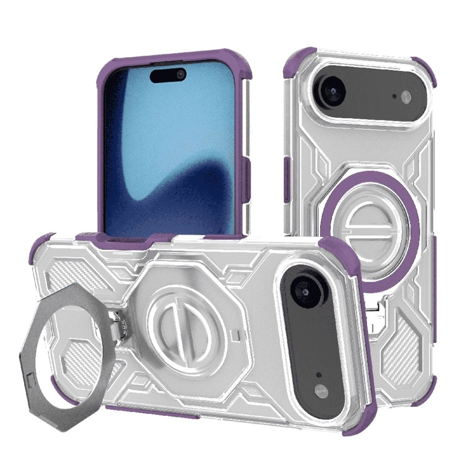 Husa pentru iPhone Air, Antisoc, SKYDDAR INOVATION, Carbon Shield PRO, Magsafe, set cu sticker, Mov