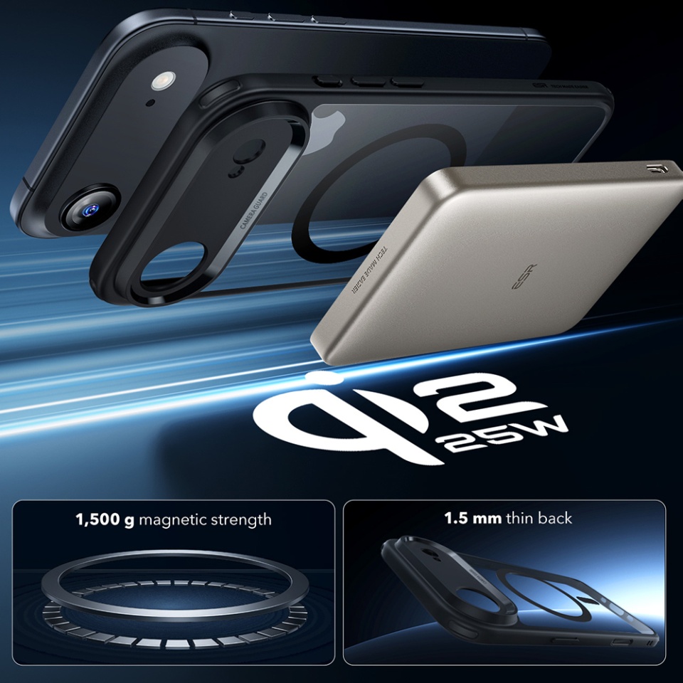 Husa pentru iPhone Air, slim, ESR Classic Hybrid HaloLock, Negru/transparenta - 3 | YEO