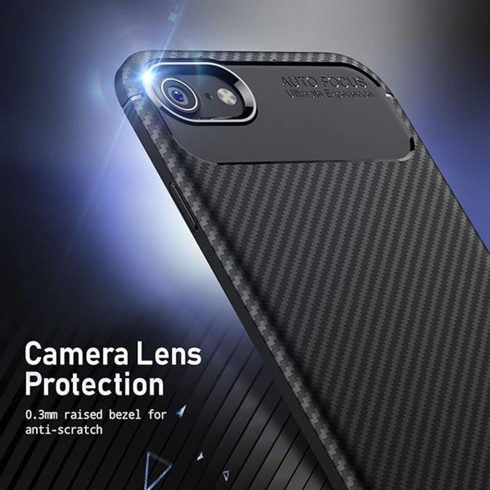 Husa pentru iPhone X, iPhone 10 / XS, SKYDDAR INNOVATION, CarbonFiber, Antisoc, Negru, set cu sticker - 1 | YEO