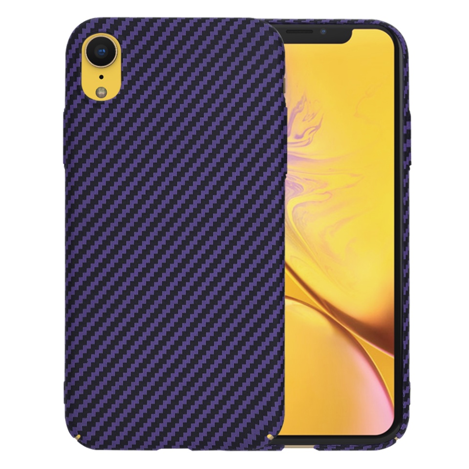 Husa pentru iPhone XR, Finisaj Premium cu Textura de Carbon, Design Elegant, SKDR CarbonFlex - Mov