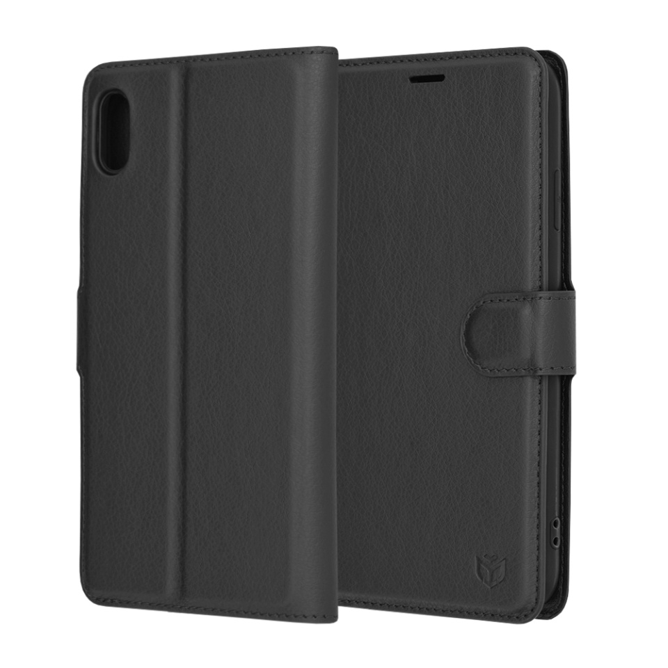 Husa pentru iPhone XS Max tip Carte, cu Portofel Interior, Finisaje Premium, SKYDDAR Leather Wallet - Negru