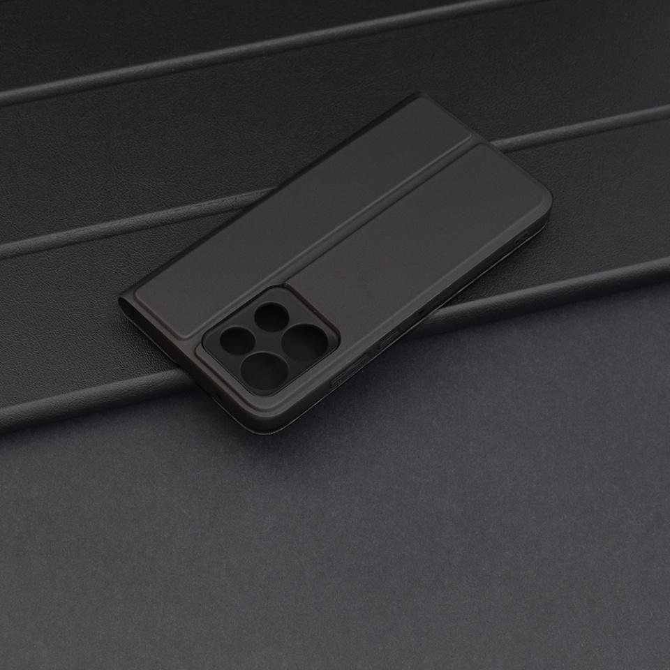 Husa pentru Motorola Edge 50 Neo, SKYDDAR INNOVATION, Magskin Book, tip Carte cu Portofel Interior, set cu sticker, Negru - 1 | YEO