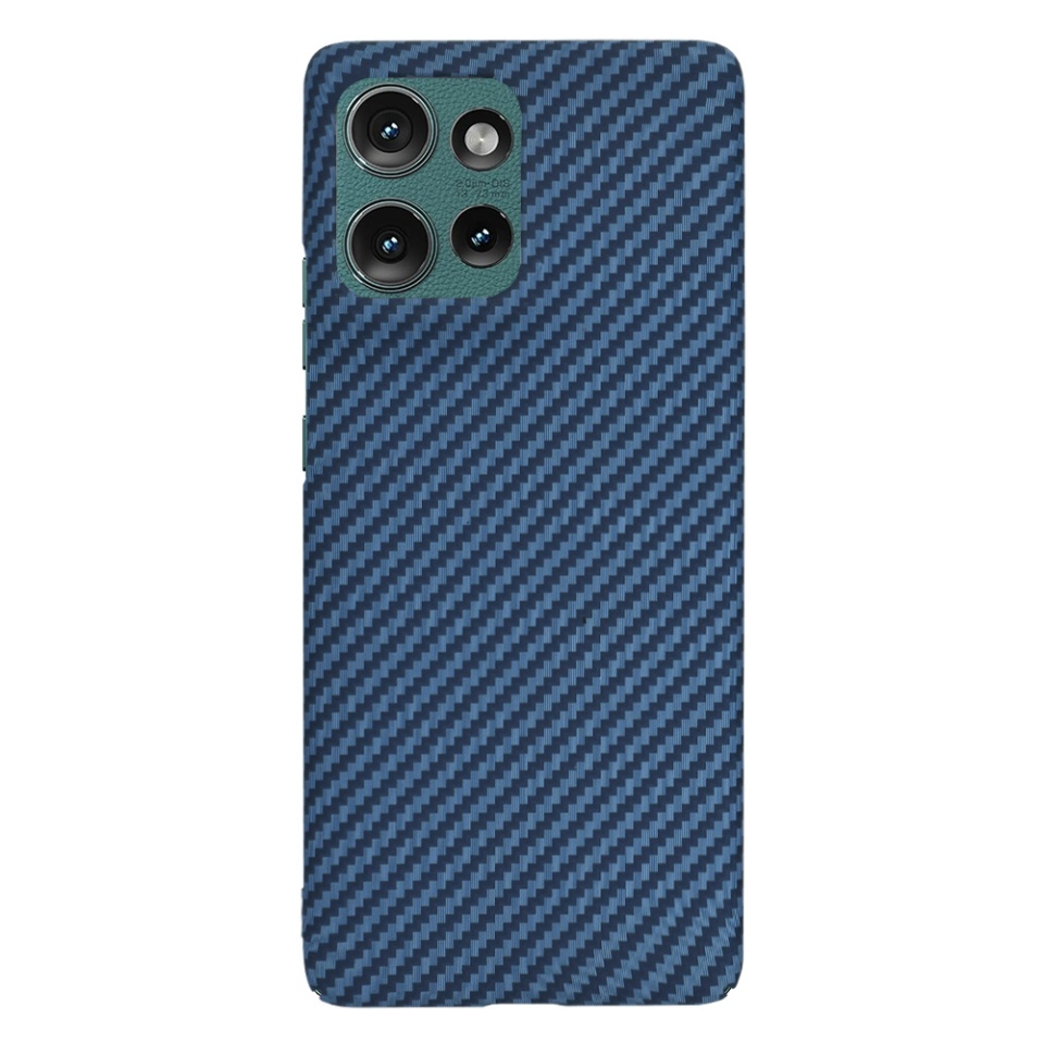 Husa pentru Motorola Edge 50, SKYDDAR INNOVATION, textura carbon, Carbonite FiberShell, set cu sticker, Cyan, - 2 | YEO