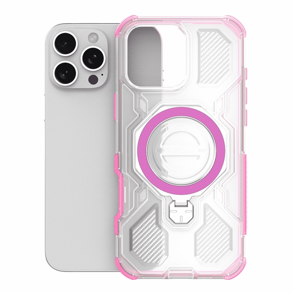Husa pentru Motorola Edge 60 Fusion / Edge 60, Antisoc, SKYDDAR INOVATION, Carbon Shield PRO, Magsafe, set cu sticker, Roz