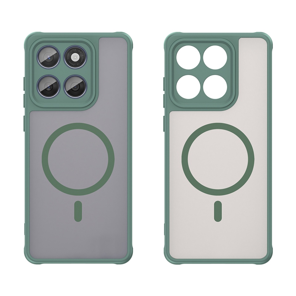 Husa pentru Motorola Edge 60 Fusion / Edge 60, SKYDDAR INNOVATION, HaloFrost MagSafe II, Antisoc, set cu sticker, Verde - 1 | YEO