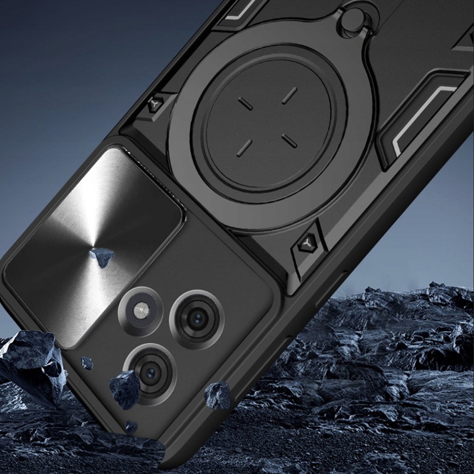 Husa pentru Motorola Edge 60 Fusion, SKYDDAR INNOVATION, SafeCover, Inel Magnetic, Protectie Camera, Negru, set cu sticker - 5