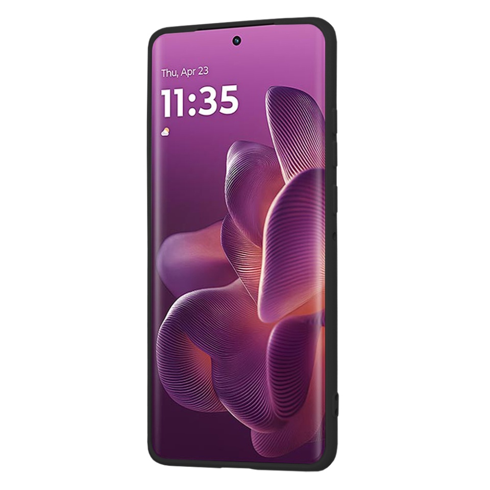 Husa pentru Motorola Edge 60 Pro, SKYDDAR INNOVATION, din Silicon Catifelat, SoftElegance , Negru, set cu sticker - 1 | YEO