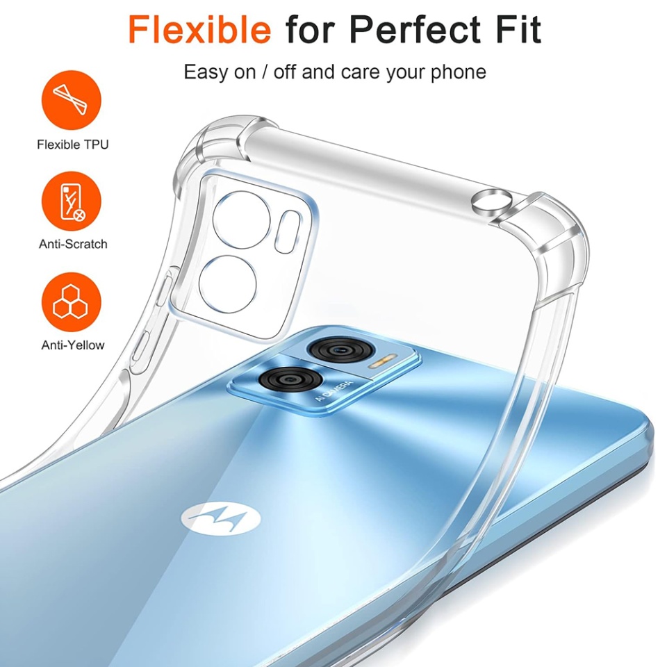 Husa pentru Motorola Moto E22 / Moto E22i , SKYDDAR INNOVATION, Shockproof Clear din Silicon Slim, Transparenta, set cu sticker - 3 | YEO