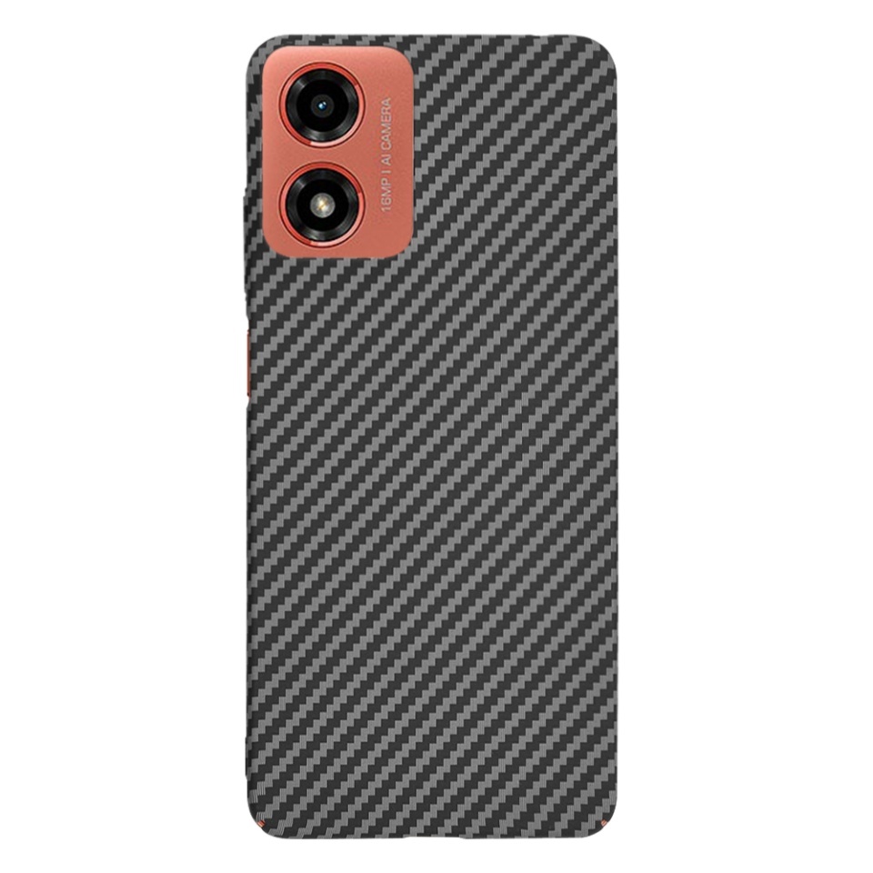 Husa pentru Motorola Moto G04 / Moto G24 / Moto G04s / Moto E14, SKYDDAR INNOVATION, textura carbon, Carbonite FiberShell, set cu sticker, Negru, - 2 | YEO