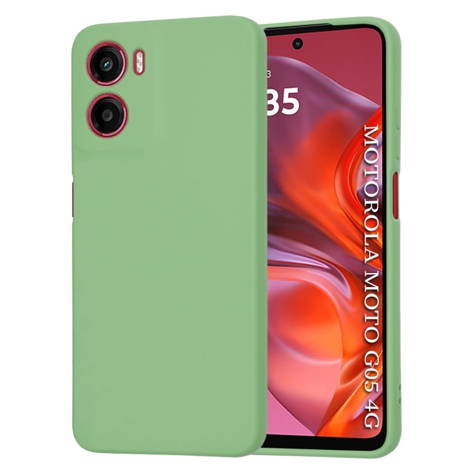 Husa pentru Motorola Moto G05 / Moto E15, SKYDDAR INNOVATION, din Silicon Catifelat, SoftElegance, set cu sticker, Verde deschis