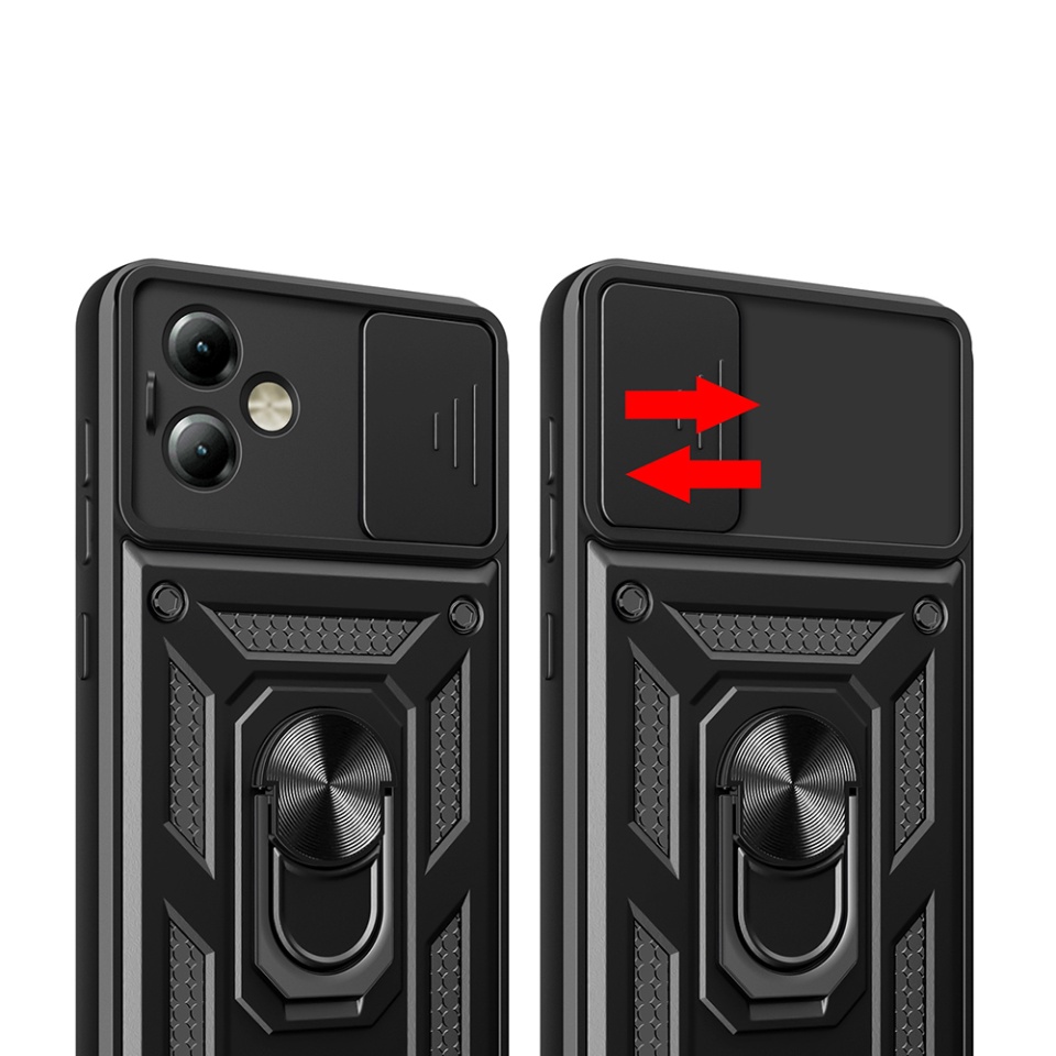 Husa pentru Motorola Moto G14, SKYDDAR INNOVATION, CamShield, Inel magnetic, set cu sticker, Albastru - 2 | YEO