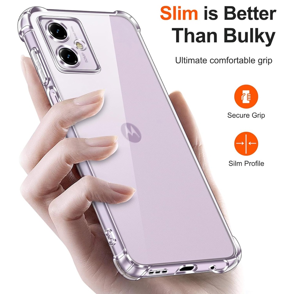 Husa pentru Motorola Moto G14 , SKYDDAR INNOVATION, Shockproof Clear din Silicon Slim, Transparenta, set cu sticker - 1 | YEO