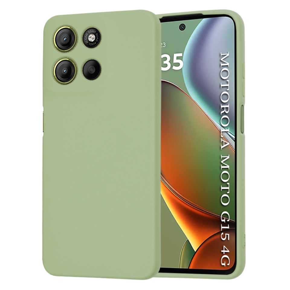 Husa pentru Motorola Moto G15 / Moto G15 Power, SKYDDAR INNOVATION, din Silicon Catifelat, SoftElegance, set cu sticker, Verde