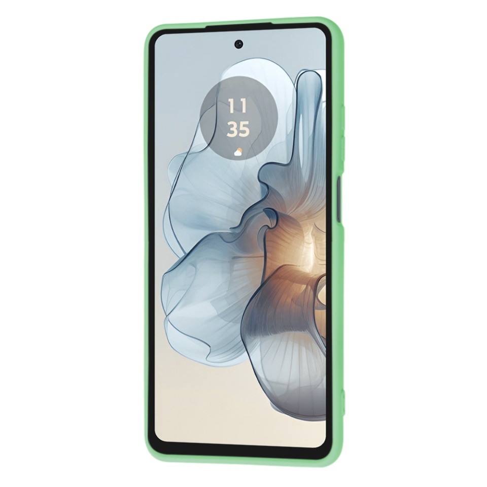 Husa pentru Motorola Moto G24 Power, SKYDDAR INNOVATION, din Silicon Catifelat, SoftElegance, set cu sticker, Verde deschis - 1 | YEO