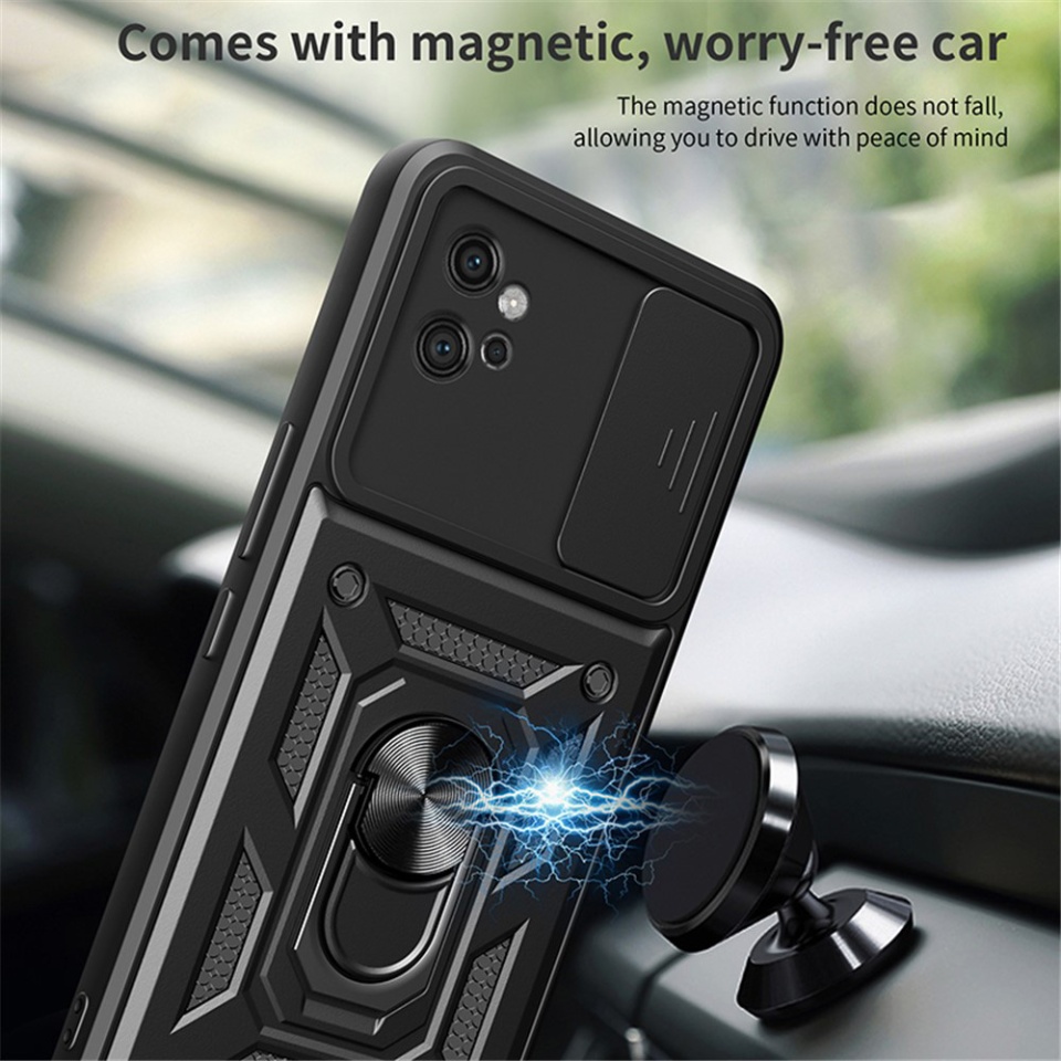 Husa pentru Motorola Moto G32, SKYDDAR INNOVATION, CamShield, Inel magnetic, set cu sticker, Auriu - 3 | YEO