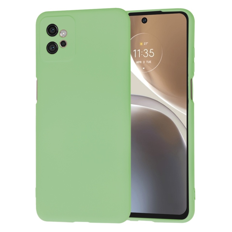 Husa pentru Motorola Moto G32, SKYDDAR INNOVATION, din Silicon Catifelat, SoftElegance, set cu sticker, Verde deschis