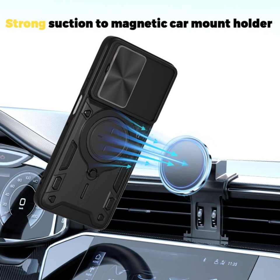 Husa pentru Motorola Moto G56, SKYDDAR INNOVATION, CamGuard Pro, Inel Magnetic, Protectie Camera, set cu sticker, Negru - 2 | YEO