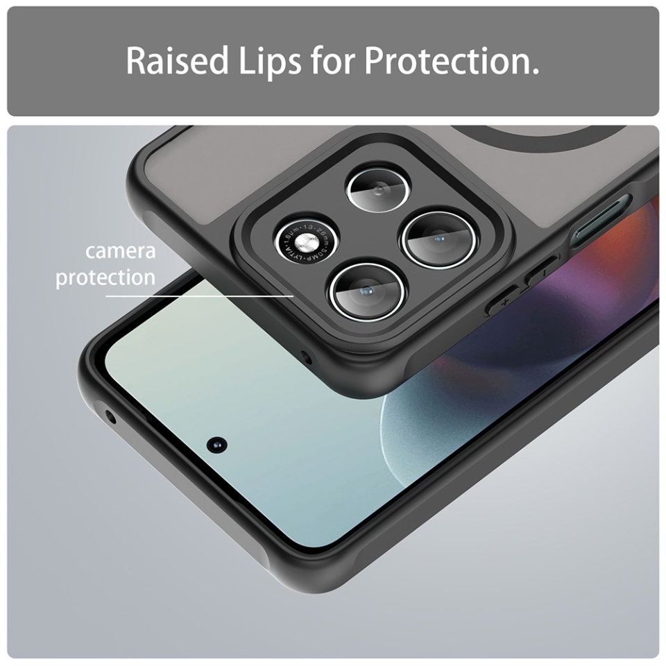 Husa pentru Motorola Moto G56, SKYDDAR INNOVATION, HaloFrost MagSafe II, Antisoc, set cu sticker, Negru - 1 | YEO