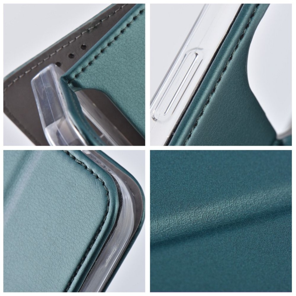 Husa pentru Motorola Moto G75 tip carte, SKYDDAR INNOVATION, cu Portofel Interior, Protectie la socuri, smart magneto, Verde, set cu sticker - 3 | YEO