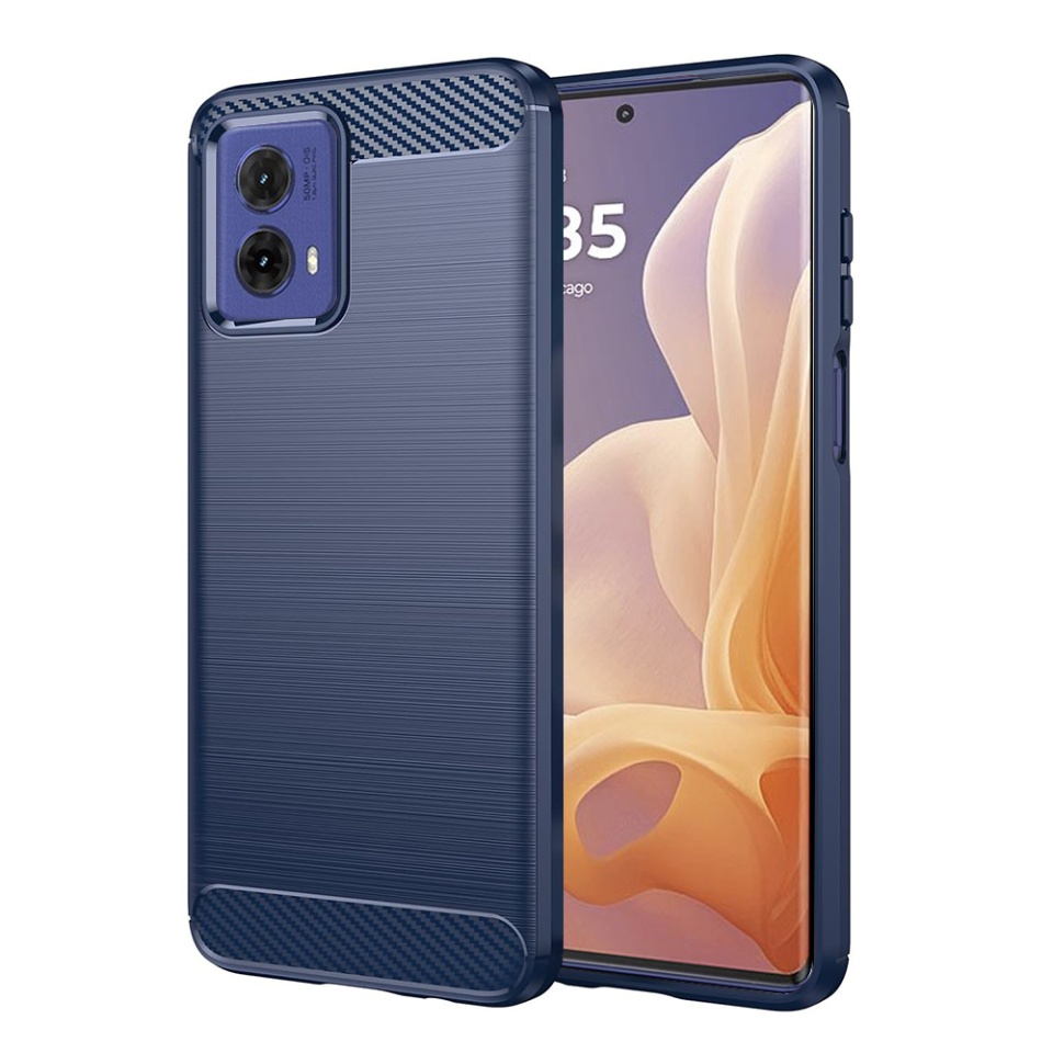 Husa pentru Motorola Moto G85 din Silicon Premium, Slim, cu textura Fibra Carbon - Albastru