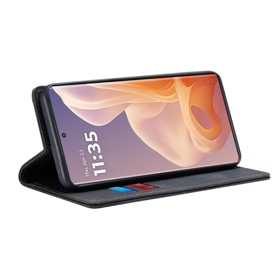 Husa pentru Motorola Moto G85, SKYDDAR INNOVATION, Soft Wallet, tip Carte din piele Eco Premium, cu Portofel Interior, Negru, set cu sticker - 1 | YEO