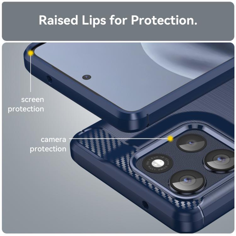 Husa pentru Motorola Moto G86, SKYDDAR INNOVATION, CarbonFiber, Antisoc, set cu sticker, Albastru - 2 | YEO
