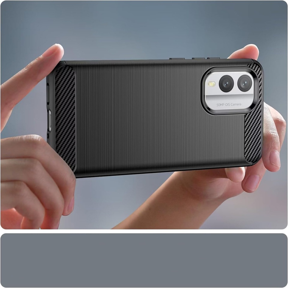 Husa pentru Nokia X30 din Silicon Premium, Slim, cu textura Fibra Carbon - Albastru - 1 | YEO