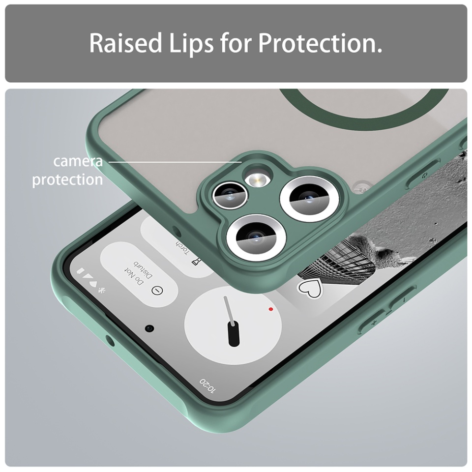 Husa pentru Nothing CMF Phone 2 Pro, SKYDDAR INNOVATION, HaloFrost MagSafe II, Antisoc, set cu sticker, Verde - 3 | YEO