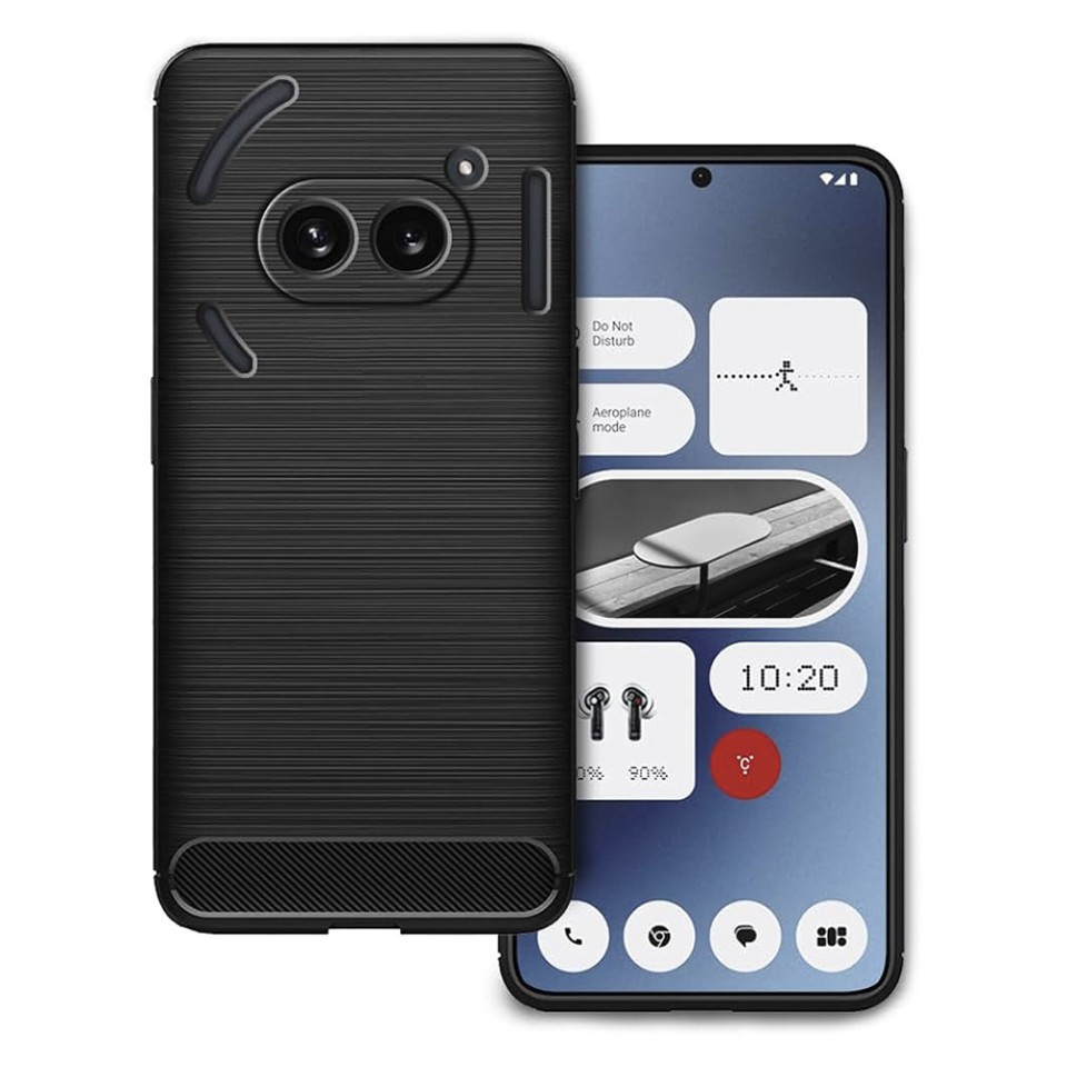 Husa pentru Nothing Phone (2a) din silicon, Slim, cu textură Fibra Carbon - Negru