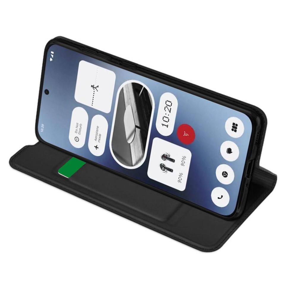 Husa pentru Nothing Phone (2a) / Phone (2a) Plus, SKYDDAR INNOVATION, Magskin Book, tip Carte cu Portofel Interior, set cu sticker, Negru - 1 | YEO
