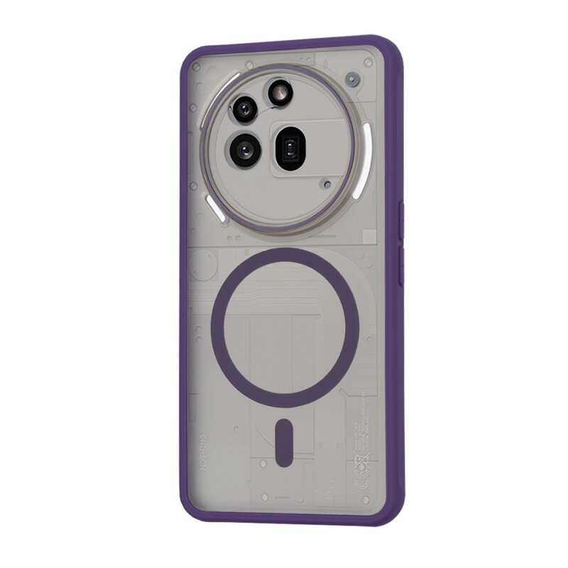 Husa pentru Nothing Phone (3a) Pro, SKYDDAR INNOVATION, Frosted MagSafe, Antisoc, set cu sticker, Mov deschis - 2 | YEO