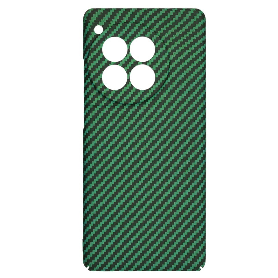 Husa pentru OnePlus 12R, SKYDDAR INNOVATION, textura carbon, Carbonite FiberShell, set cu sticker, Verde, - 3 | YEO