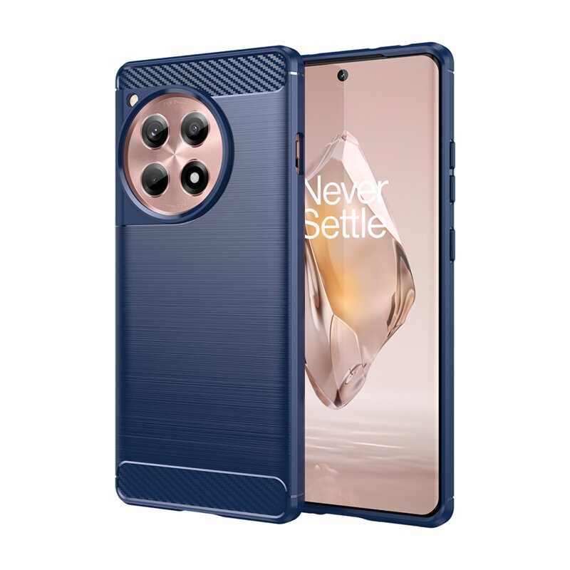 Husa pentru OnePlus 13 din Silicon Premium, Slim, cu textura Fibra Carbon - Albastru
