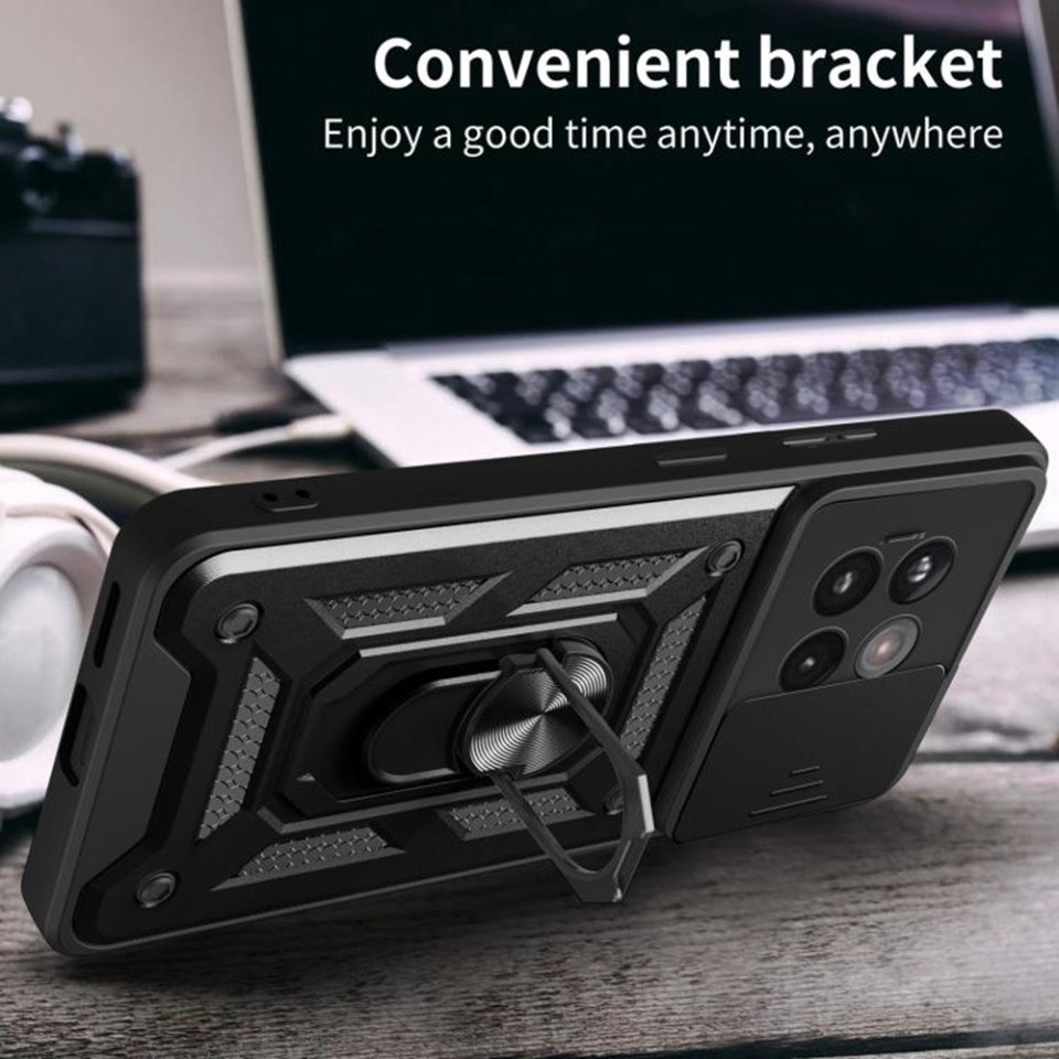Husa pentru OnePlus 13R cu inel magnetic si protectie camera CamShield cu sticker - Roz - 3 | YEO
