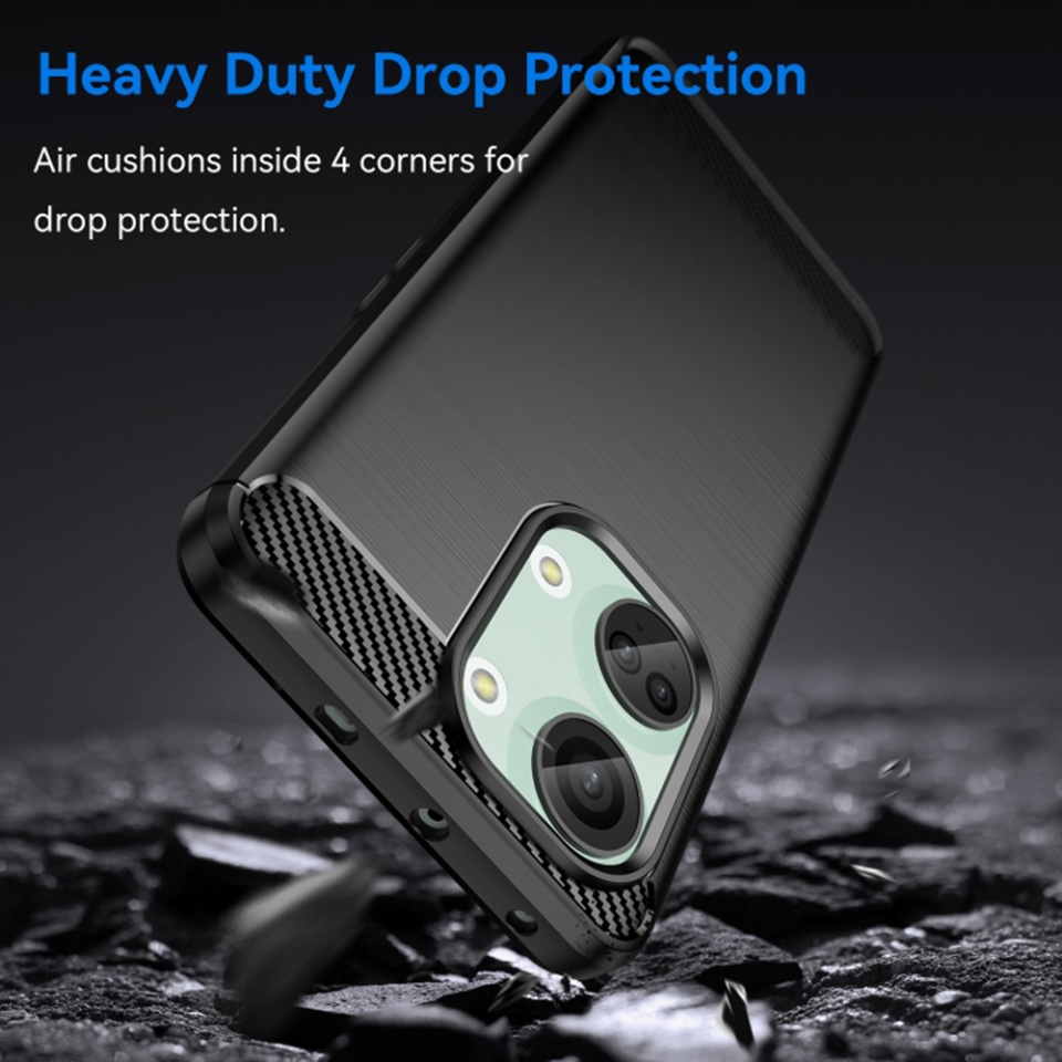 Husa pentru OnePlus Nord 3, SKYDDAR INNOVATION, Carbon Silicone, din Silicon Slim, cu textura Fibra Carbon, set cu sticker, Negru - 1 | YEO