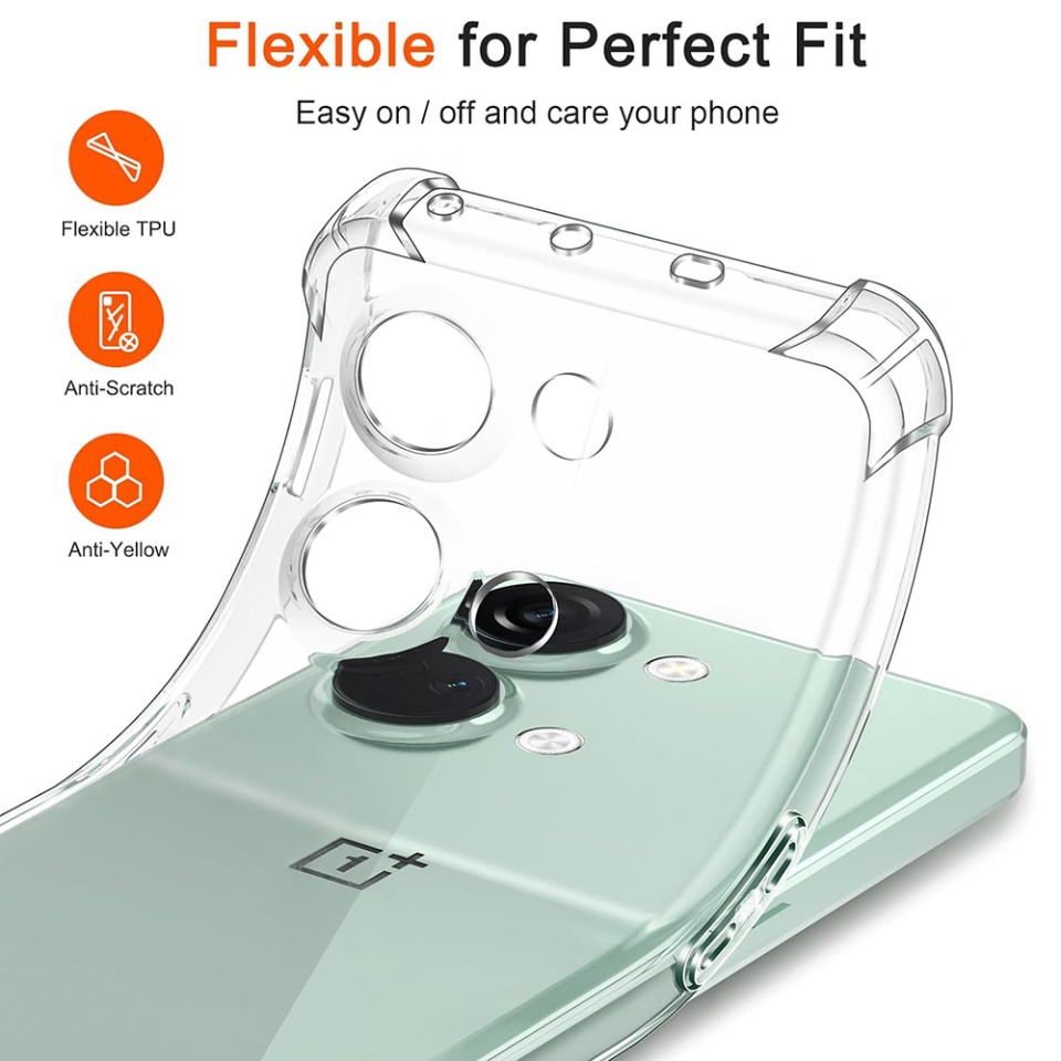 Husa pentru OnePlus Nord 3 , SKYDDAR INNOVATION, Shockproof Clear din Silicon Slim, Transparenta, set cu sticker - 2 | YEO