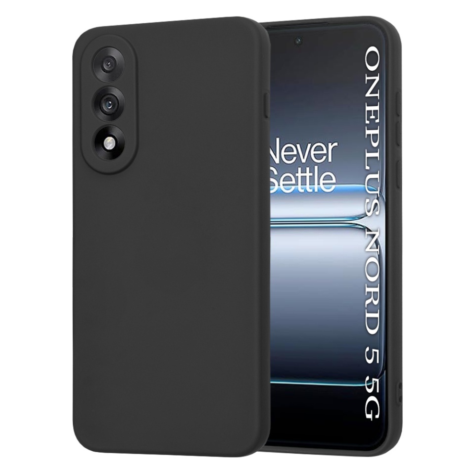 Husa pentru OnePlus Nord 5, SKYDDAR INNOVATION, din Silicon Catifelat, SoftElegance, set cu sticker, Negru