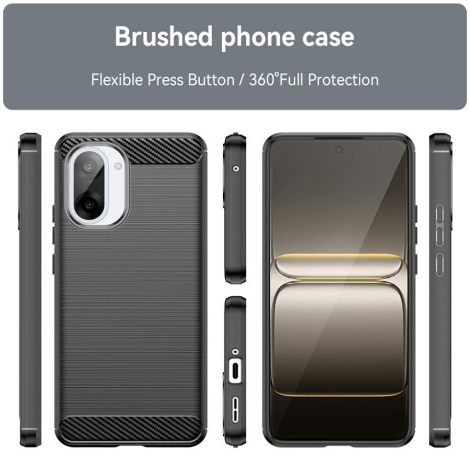Husa pentru OnePlus Nord CE5, SKYDDAR INNOVATION, Carbon Silicone, din Silicon Slim, cu textura Fibra Carbon, set cu sticker, Negru - 1 | YEO
