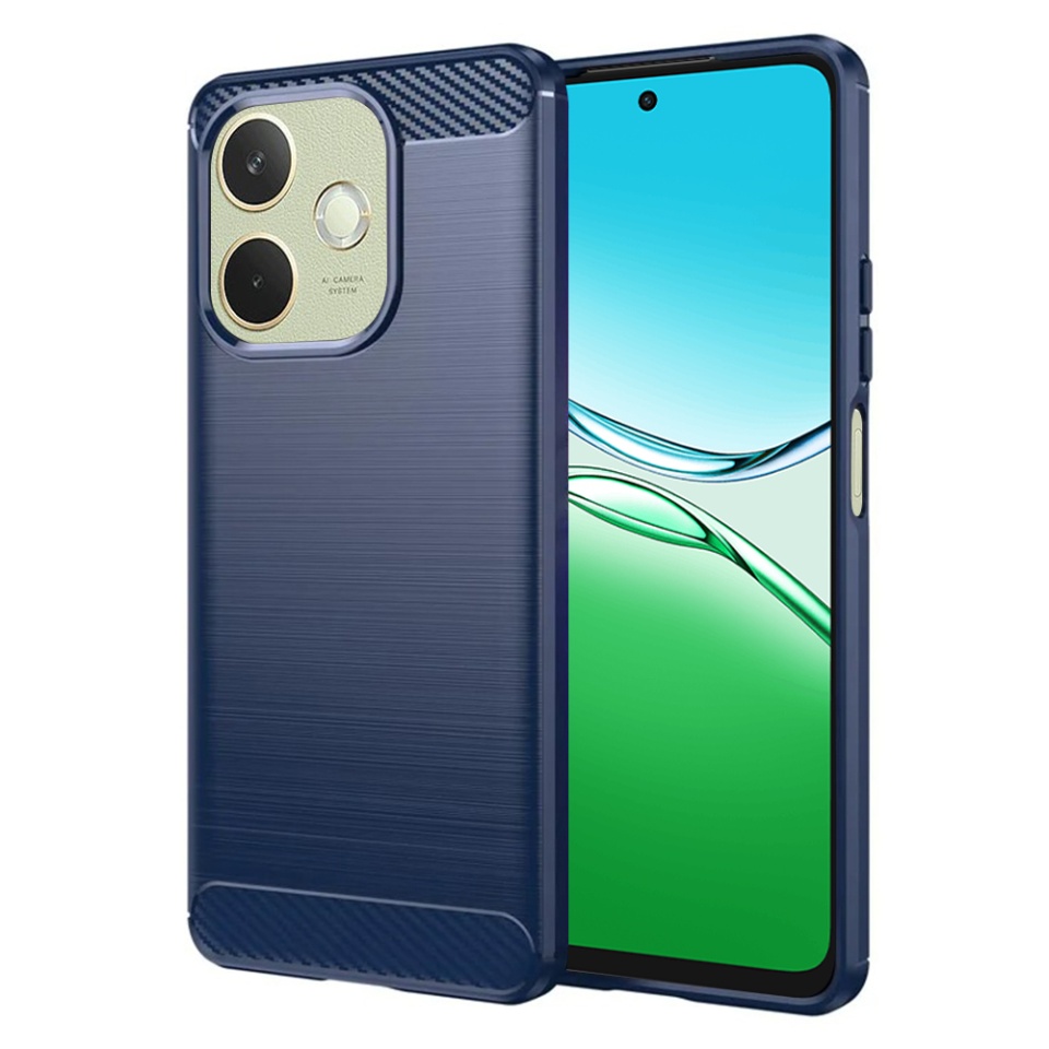 Husa pentru Oppo A5 Pro 5G / A5 Pro 4G, SKYDDAR INNOVATION, Carbon Silicone, din Silicon Premium, Slim, cu textura Fibra Carbon, Albastru, set cu sticker