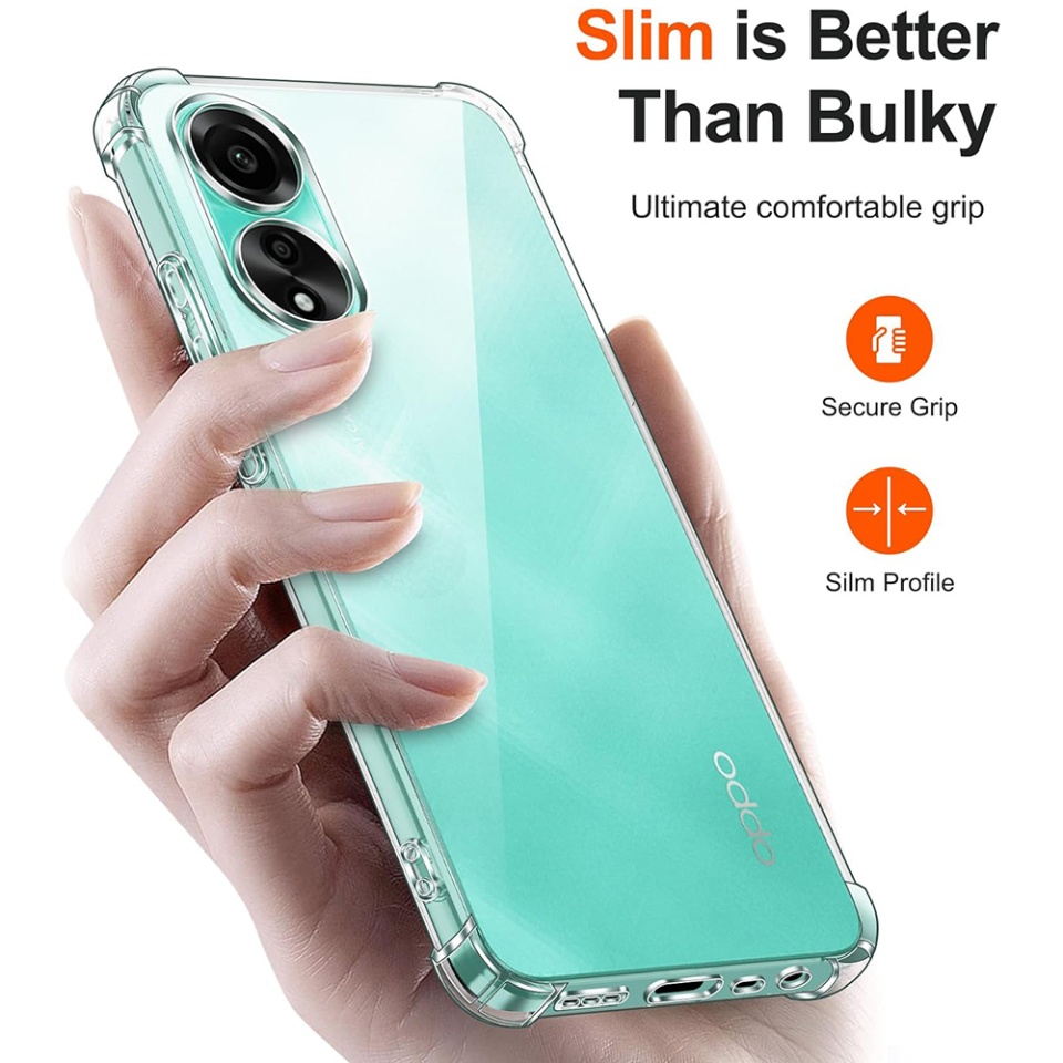 Husa pentru Oppo A58 4G , SKYDDAR INNOVATION, Shockproof Clear din Silicon Slim, Transparenta, set cu sticker - 1 | YEO
