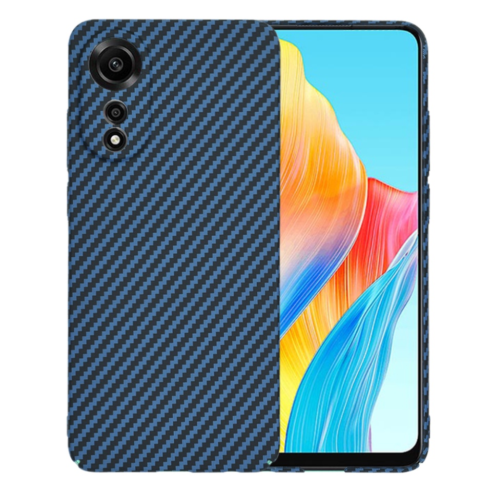 Husa pentru Oppo A78 4G, Finisaj Premium cu Textura de Carbon, Design Elegant, SKDR CarbonFlex - Cyan